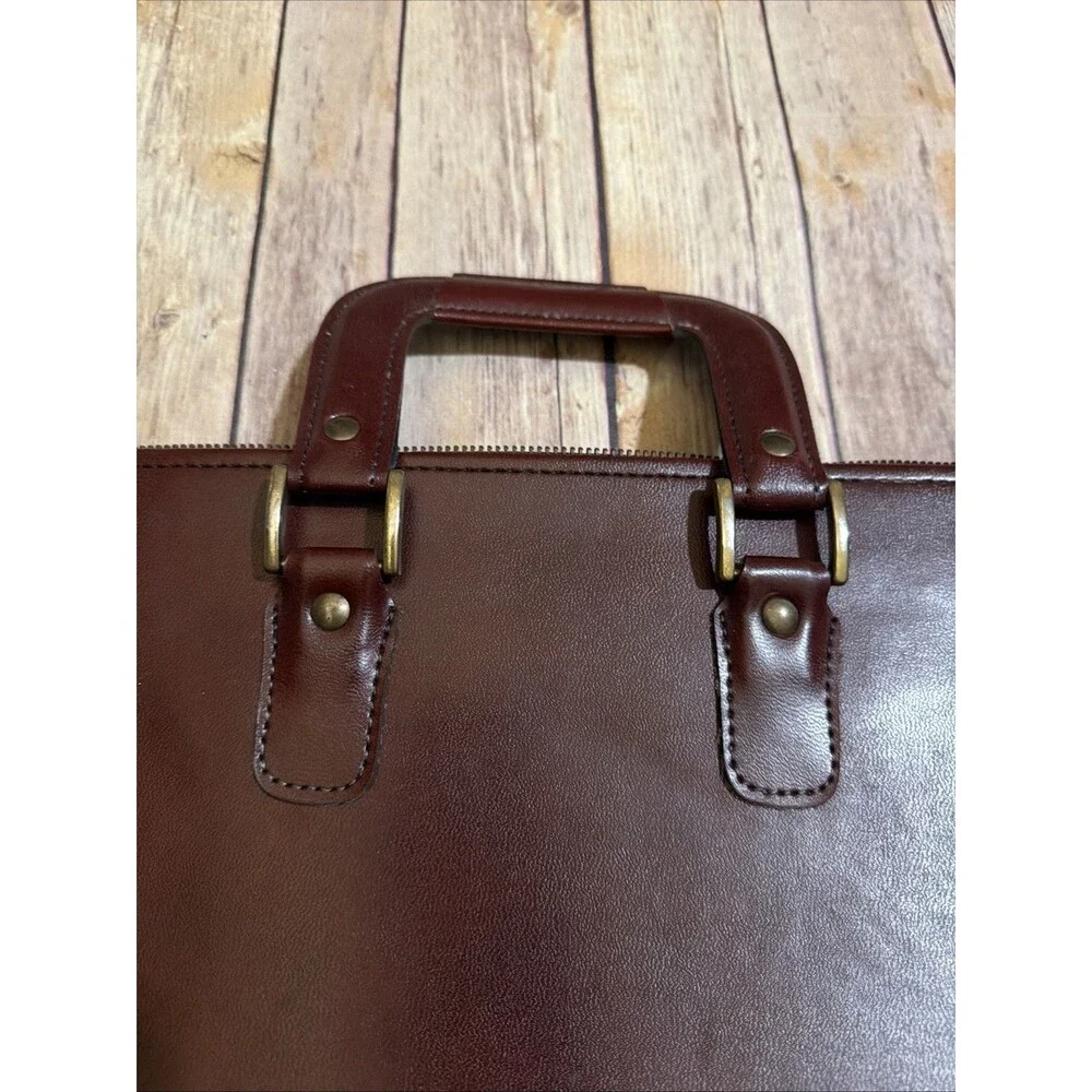 Vintage Hazel Brown Document Briefcase Portfolio Bag Attache Case Leather 16